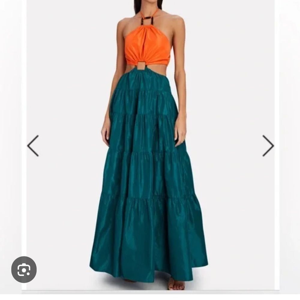 STAUD
Dome Taffeta Cut-Out Maxi Dress - Green M
